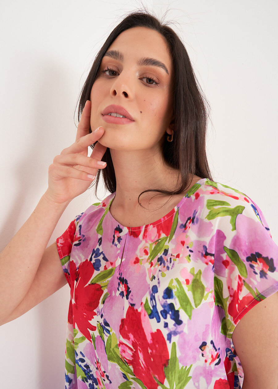 Blusa Bloom Scollo Rotondo BIANCO WHITE Donna , immagine n. 2