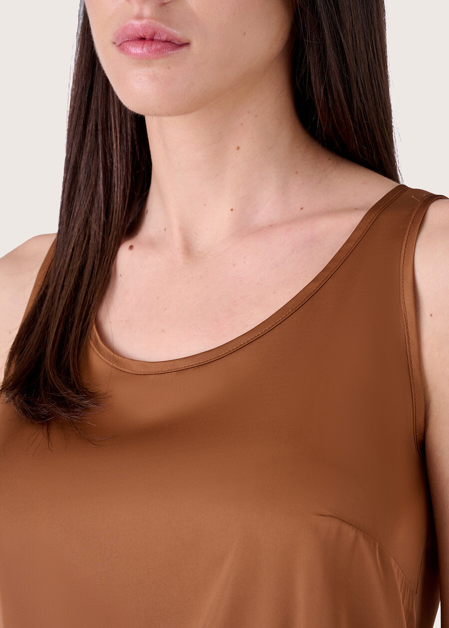 Top Tiziano in satin MARRONE CACAOBIANCOBLUE OLTREMARE FUXI GLOSS Donna , immagine n. 2