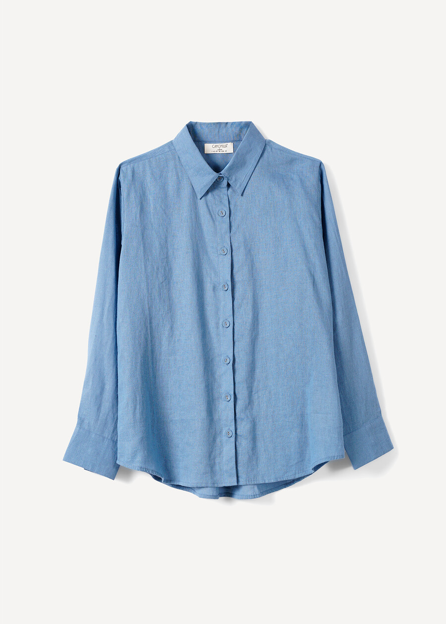 Clizia long linen shirt BIANCO WHITEBLU AVION Woman , image number 5