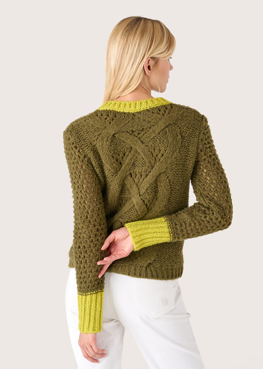 Maglioncino Monica punto a losanghe VERDE MUSCHIO Donna , immagine n. 3