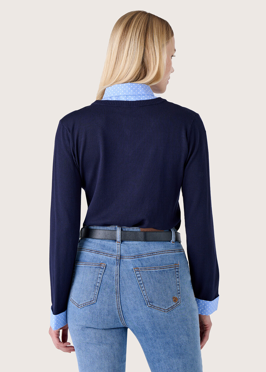 Maia jersey with shirt insert BLU DARK BLUE Woman , image number 3