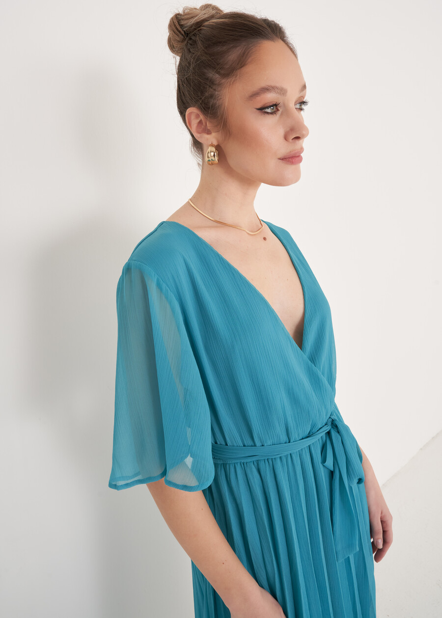 Amory Georgette Midi Dress GIALLOZAFFIBLUE TURCHESE Woman , image number 3