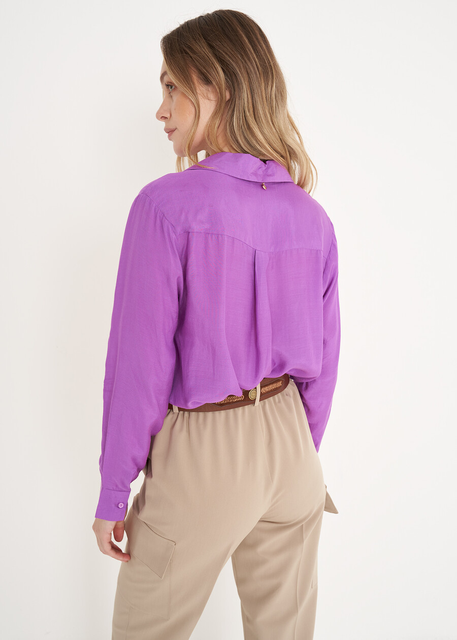 Camicia Campbell in seta e viscosa BLUBEIGE LATTEBLUE TURCHESEVIOLA MULBERRY Donna , immagine n. 3