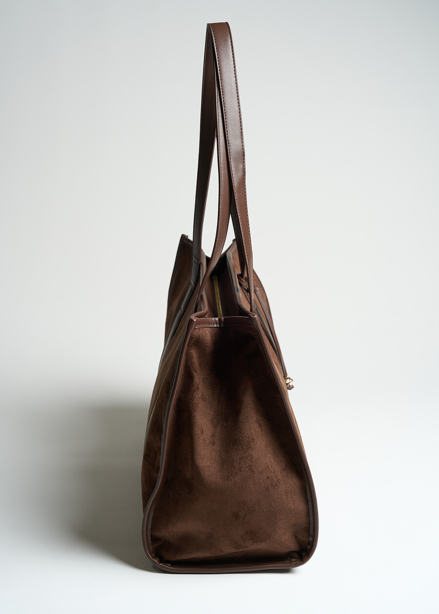 Shopping bag Baika in eco camoscio MARRONE Donna , immagine n. 4