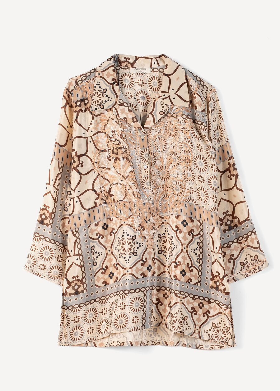 Blusa Bly stampata con ricami BLU AVIONBEIGE Donna , immagine n. 5