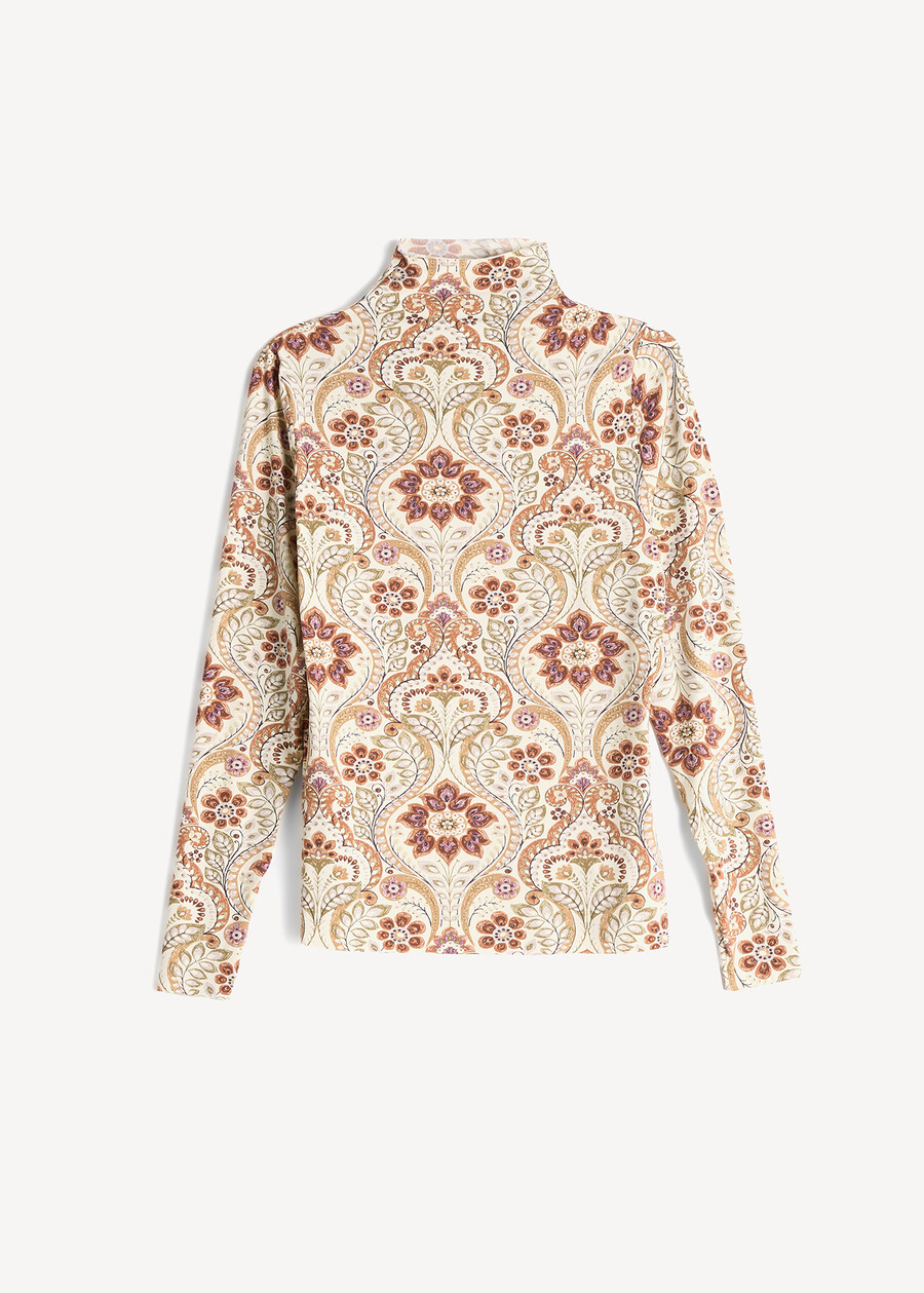 Smart printed high-neck t-shirt VERDE Woman , image number 5