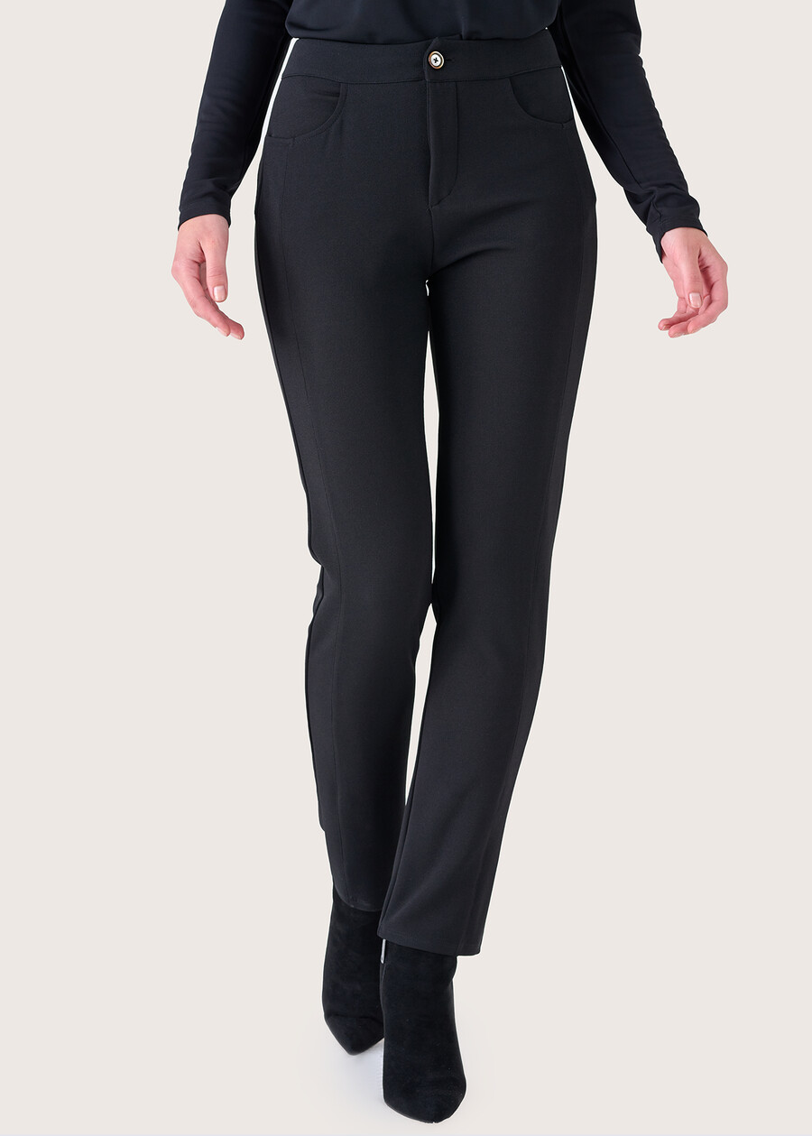 Pantalone Kate in tessuto screp NERO BLACKROSSO SYRAH Donna , immagine n. 2