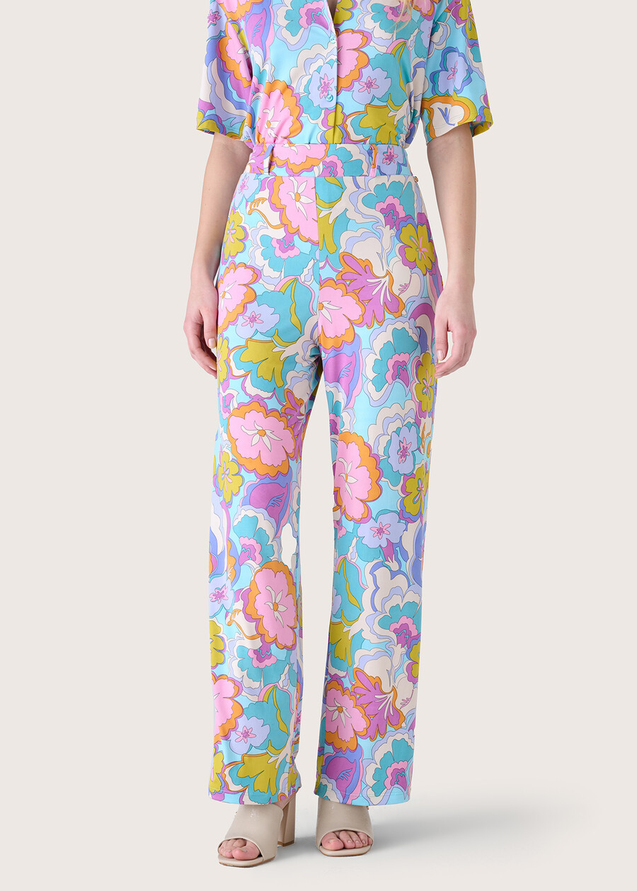 Pixel patterned trousers AZZURRO CIANO Woman , image number 2