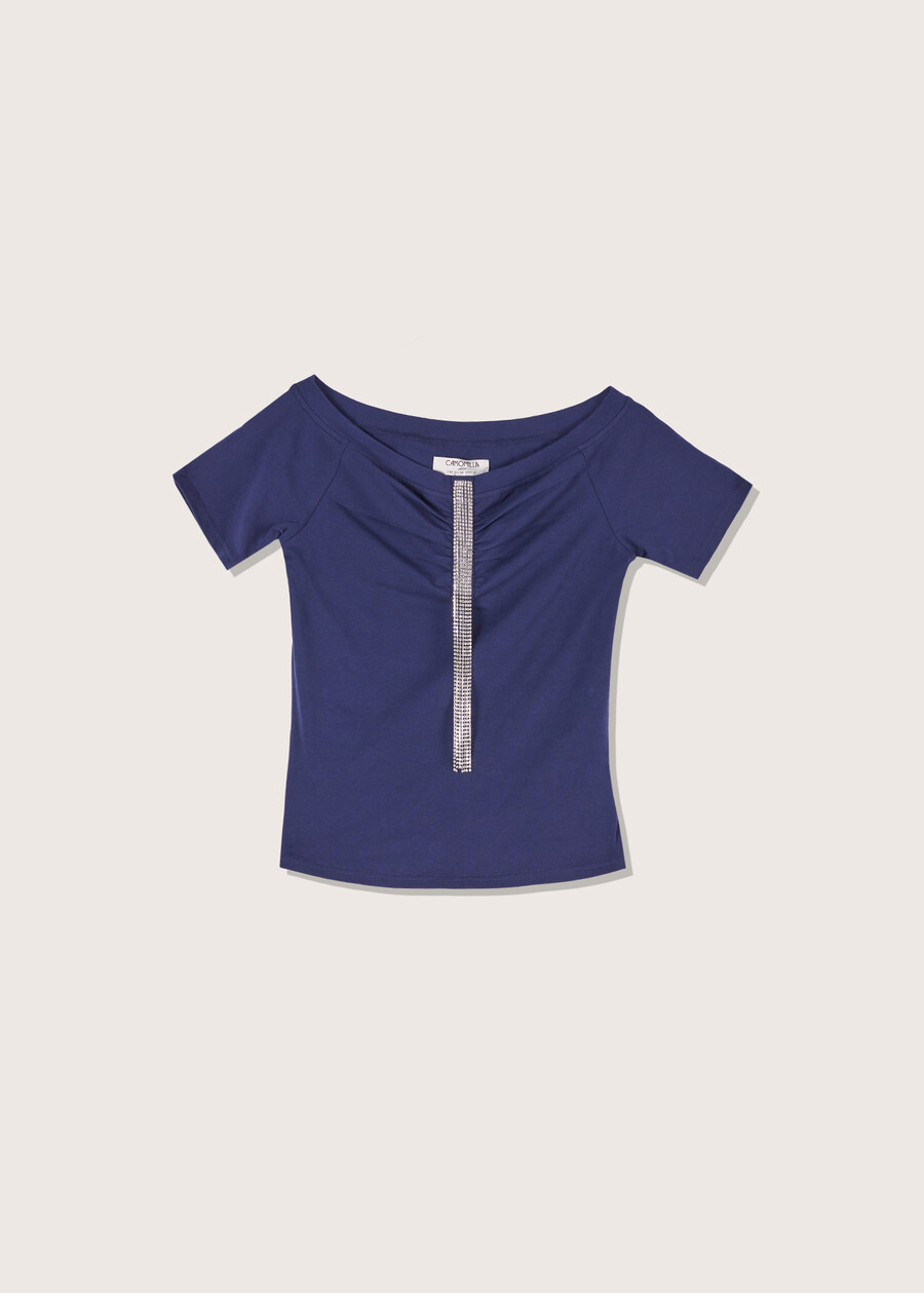 Soon t-shirt with crystals BLUE OLTREMARE  Woman , image number 4