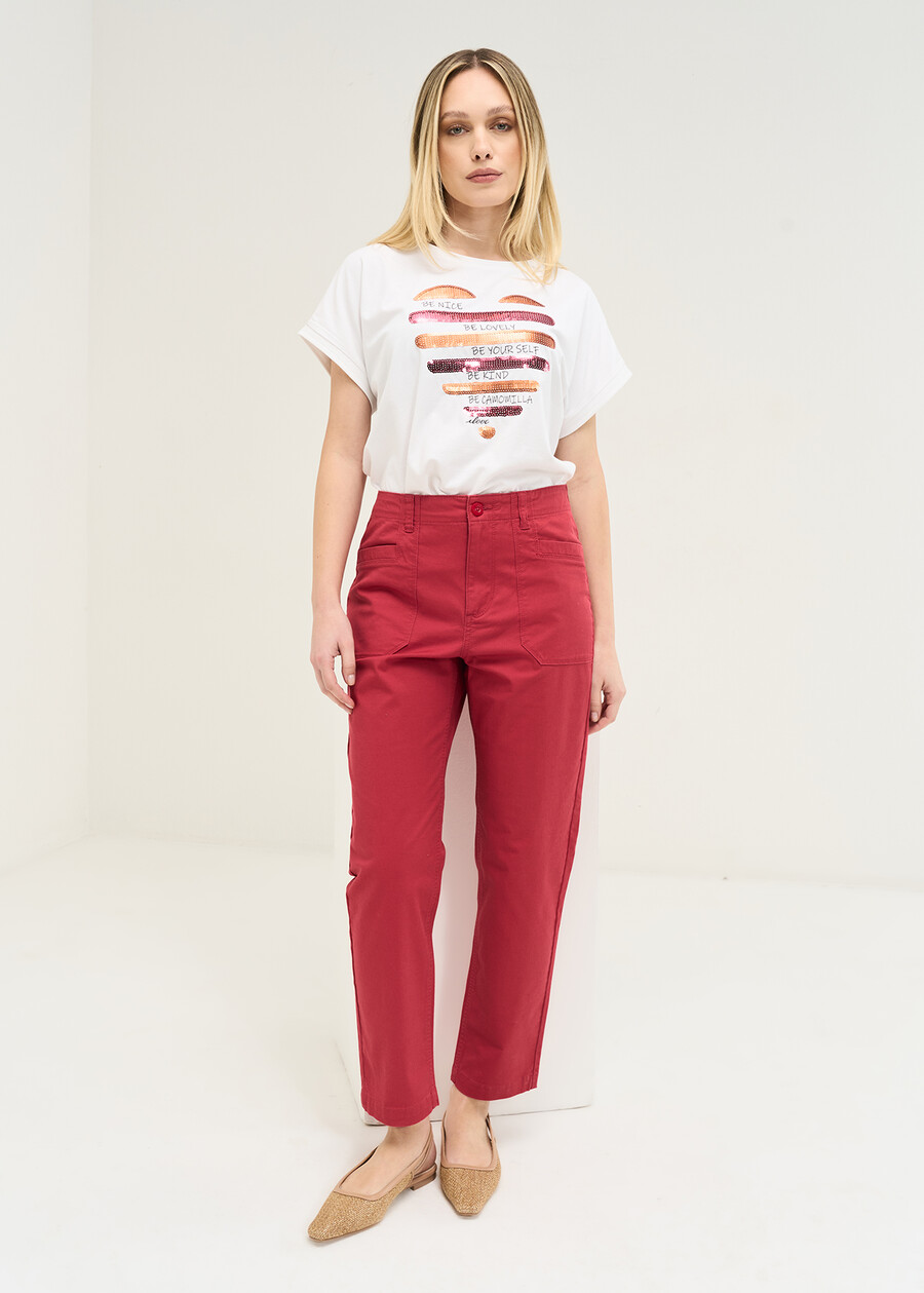 T-shirt Shirley con cuore di paillettes BIANCO WHITE Donna , immagine n. 4