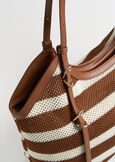 Shopping bag Beagle a righe in tessuto rete MARRONEBLU BLUE Donna immagine n. 4