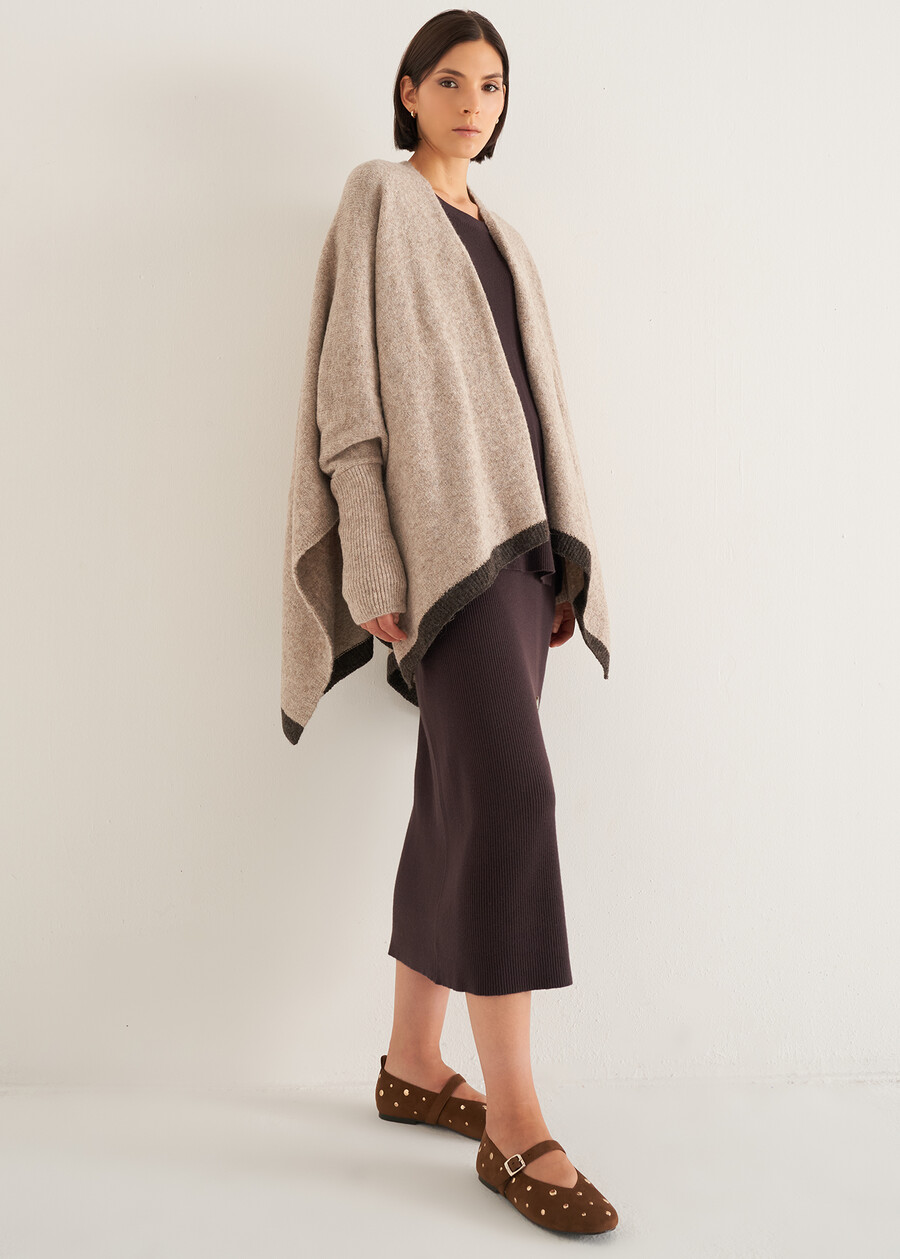 Mantella Melanie con bordo a contrasto GRIGIO MEDIUM GREYBEIGE TAUPE Donna , immagine n. 5