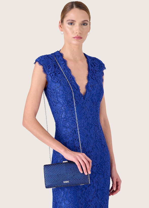 Bell fabric clutch bag with crystals  Woman null