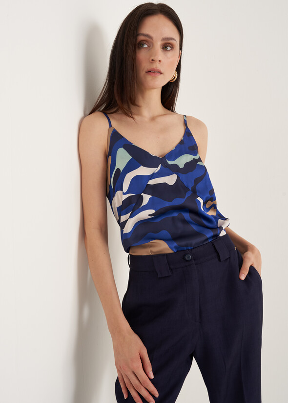 Top Tamiro fantasia mimetica BLU ELETTRICO Donna null