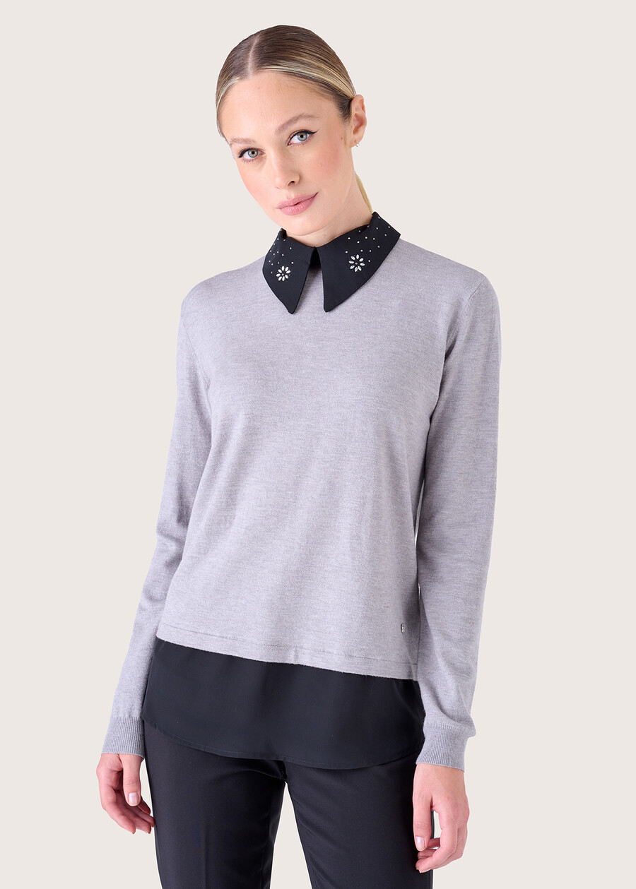 Maglia Morena con inserto a camicia GRIGIO MEDIUM GREY Donna , immagine n. 1
