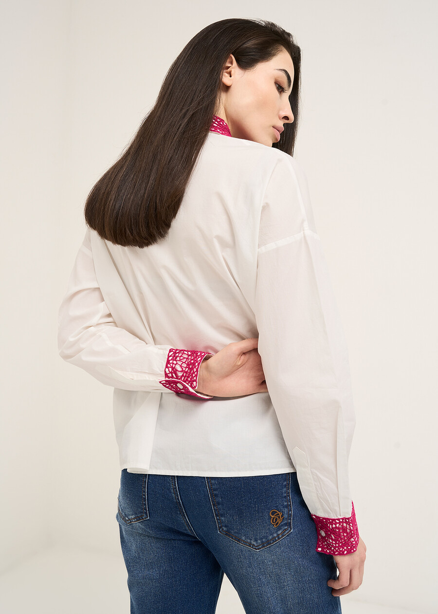 Camicia Cecilia cotone e pizzo BIANCO WHITE Donna , immagine n. 4