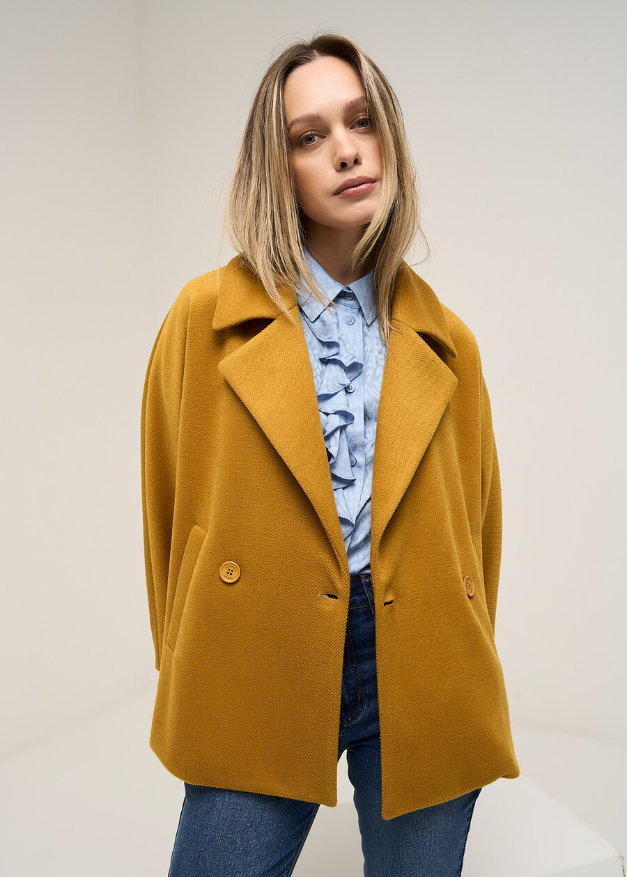 Cappotto corto doppiopetto Claudy in panno diagona BEIGE LATTEARANCIONE Donna , immagine n. 3