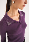 Mendy polo sweater with rhinestones VIOLA PURPLE Woman image number 2