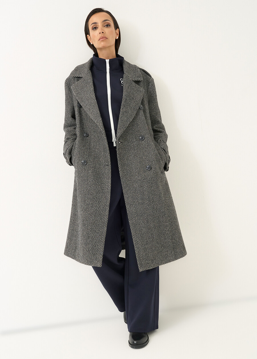Charlot herringbone trench coat GRIGIO GREY Woman , image number 2