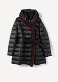Portos long padded coat with belt NERO BLACKGRIGIO PERLA Woman image number 6