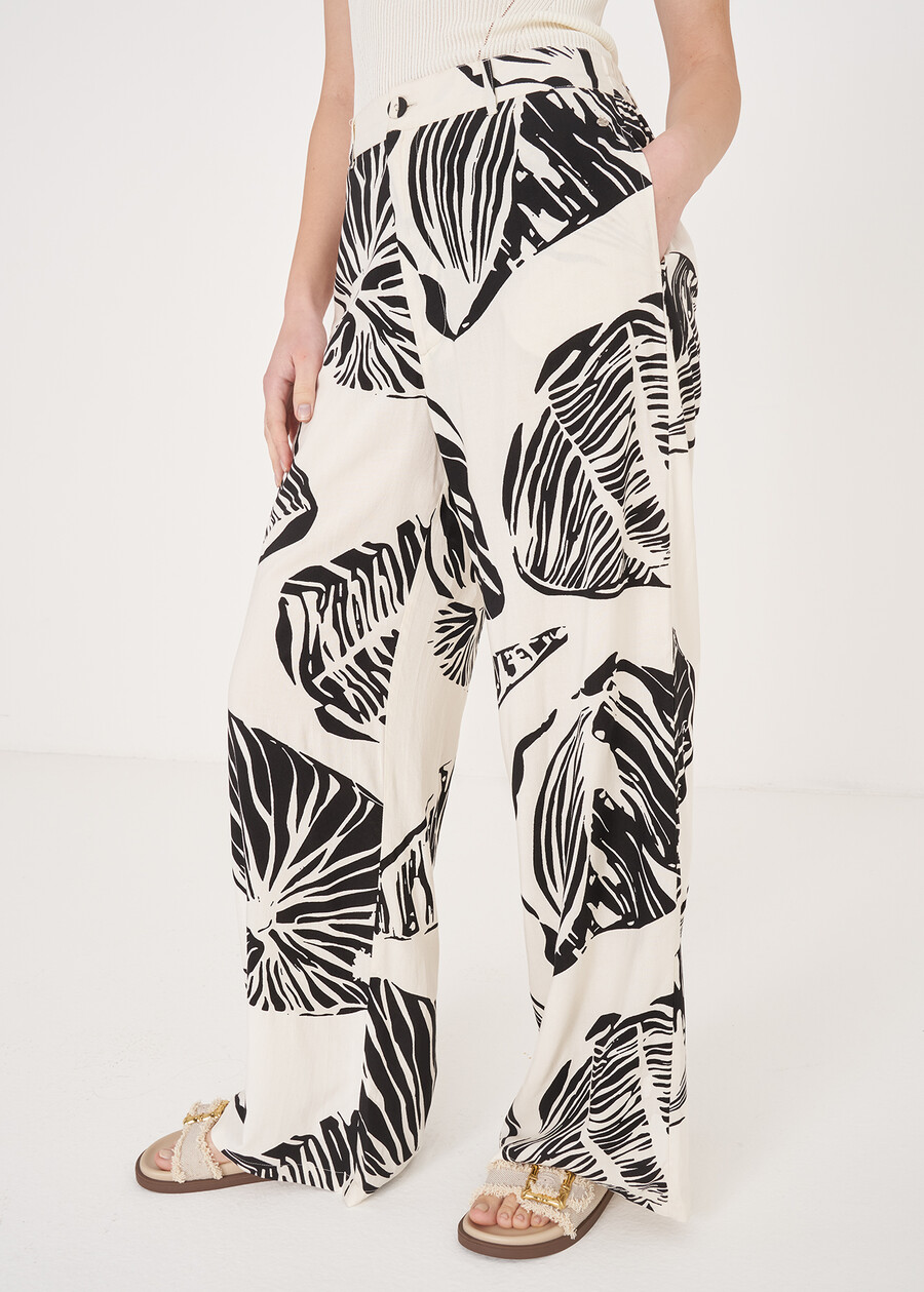 Pintus Leaf-Print Trousers NERO BLACK Woman , image number 3