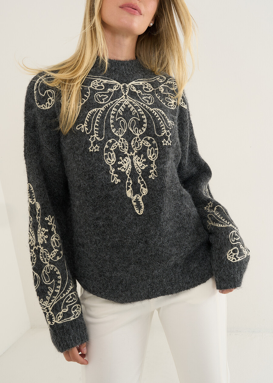 Maglia Mamy con motivo ricamato GRIGIO GREY Donna , immagine n. 2