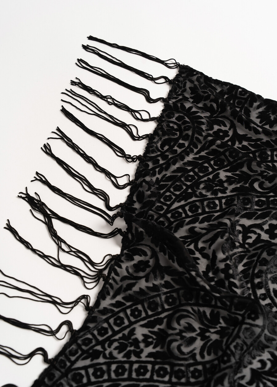 Shana semi-sheer devoré scarf NERO BLACKVIOLA VINACCIA Woman , image number 3