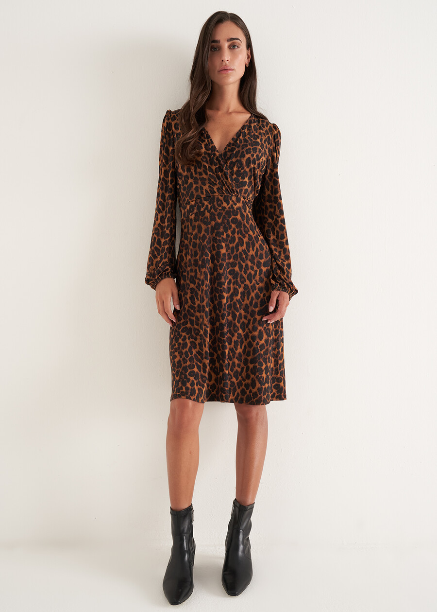 Astrid printed dress Leopardier MARRONE CARAMELLO Woman , image number 1