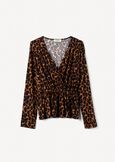 Scarlett wrap-effect printed T-shirt MARRONE CARAMELLO Woman image number 4