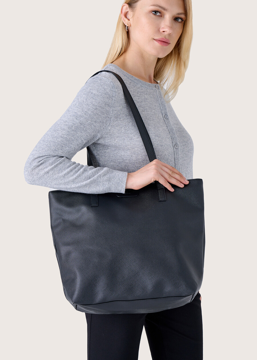 Badia eco-leather shopping bag NERO BLACK Woman , image number 1