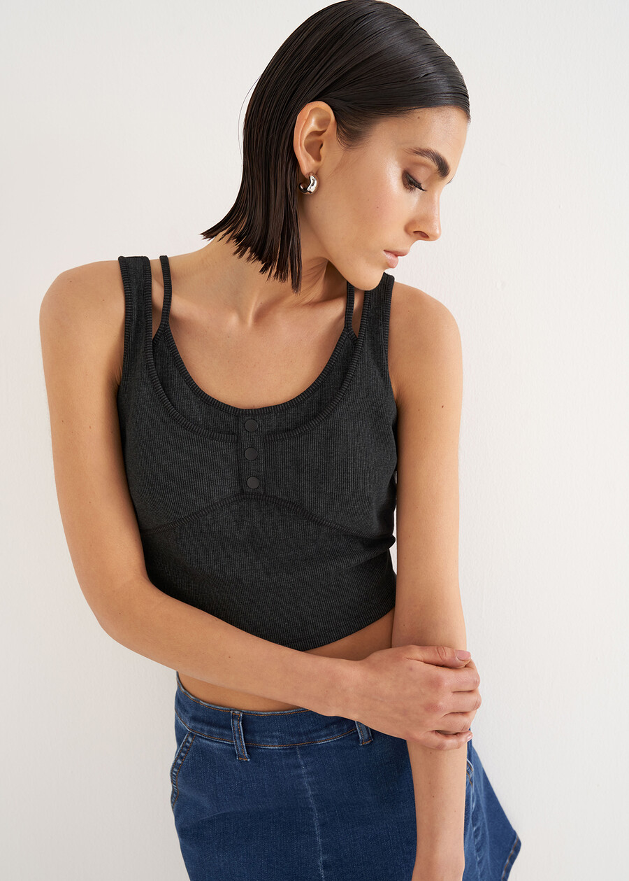 Top sportivo in cotone Tabi GRIGIO ANTRACITE Donna , immagine n. 2