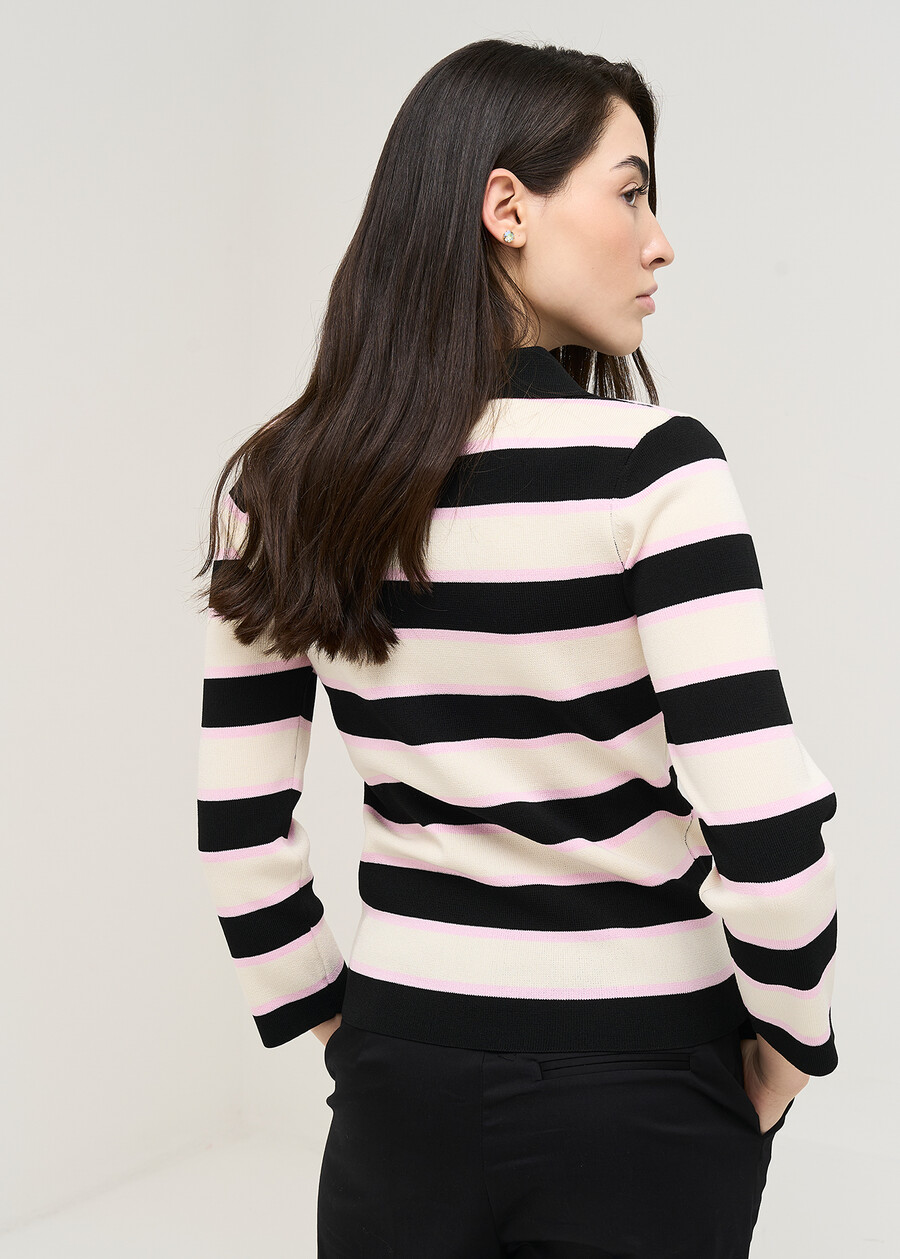 Polo Maly in maglia a righe NERO BLACK Donna , immagine n. 3