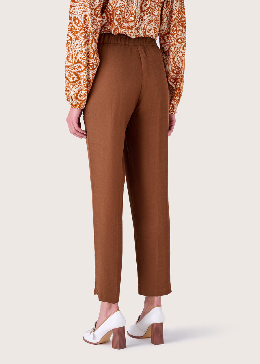 Pantalone Lara in misto lino MARRONE MOKA Donna , immagine n. 4