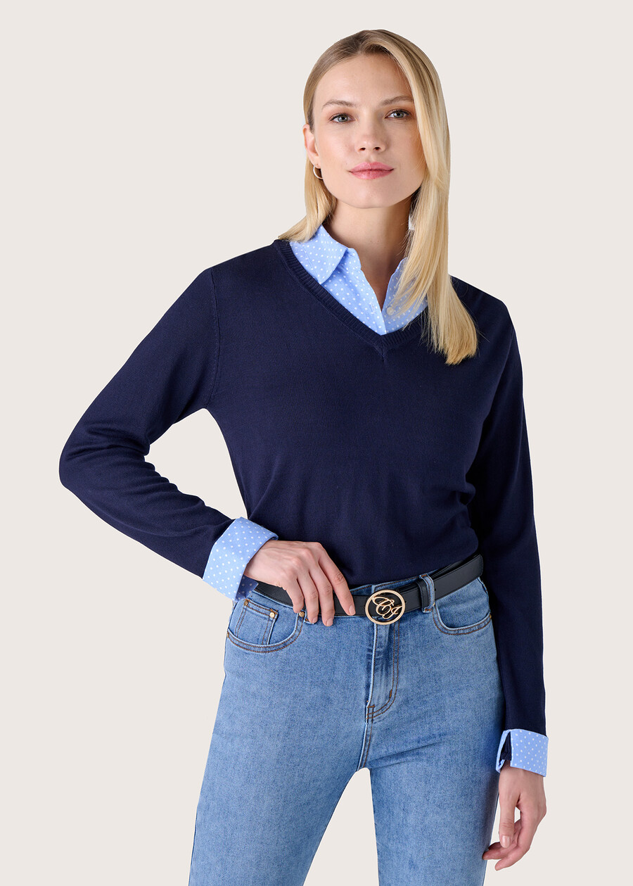Maia jersey with shirt insert BLU DARK BLUE Woman , image number 1