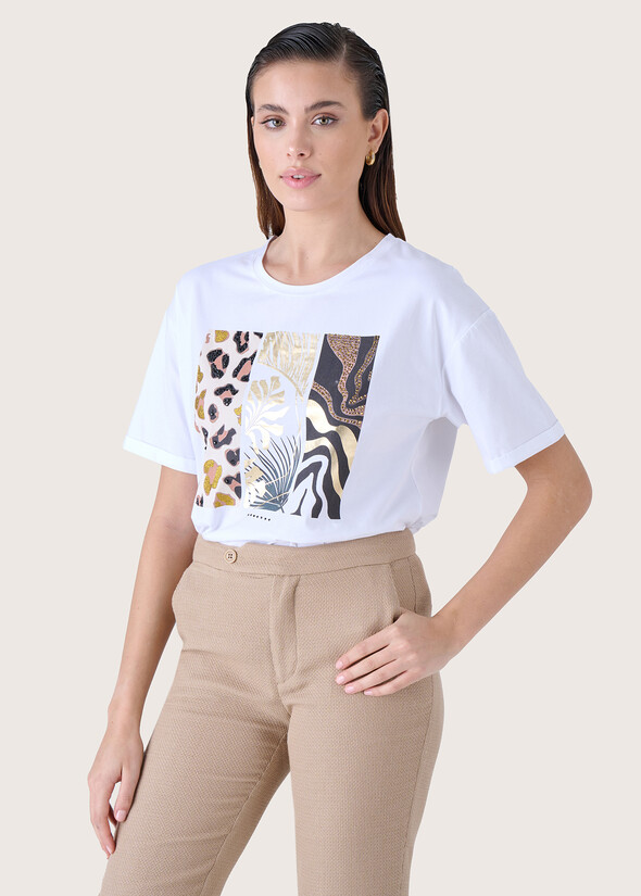 T-shirt oversize Serena in cotone BIANCO WHITE Donna null