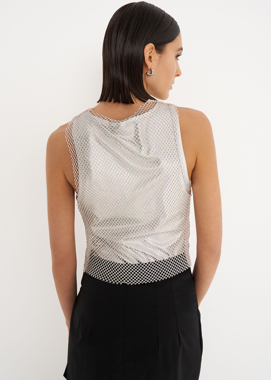Top Tania in tessuto mesh ROSA NUDONERO BLACK Donna , immagine n. 3