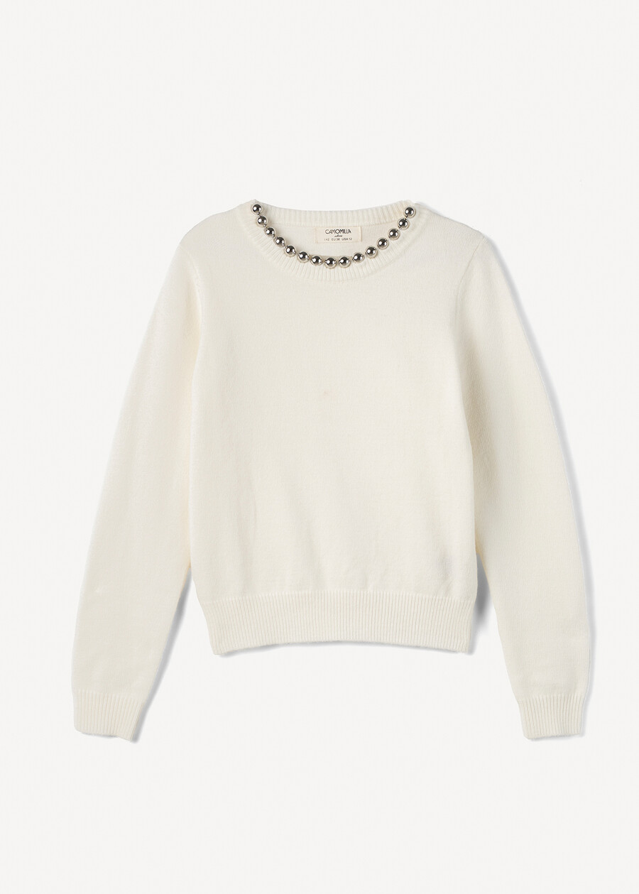Marisol sweater with jewel detail ROSSOBEIGE LATTE Woman , image number 4
