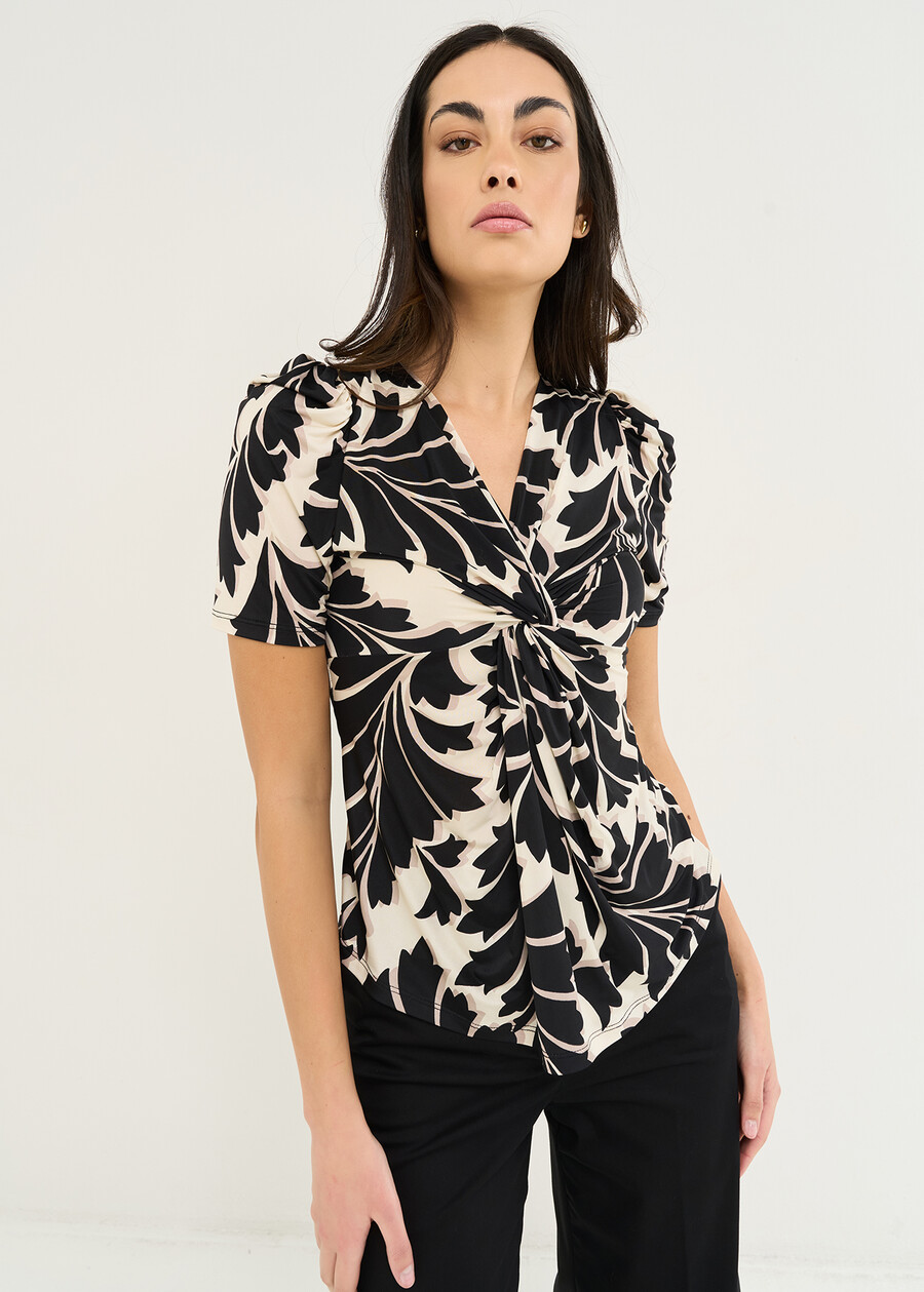 Sirya knotted front T-shirt BEIGE LATTE Woman , image number 1