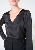 Beatrice satin V-neck blouse NERO BLACKBIANCO WHITEBLU Woman image number 3
