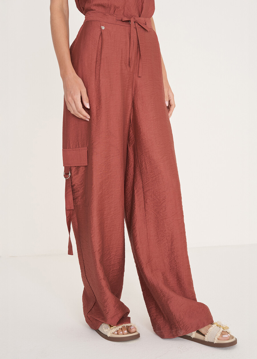 Pecan viscose trousers MARRONEBLU OTTANIO Woman , image number 3