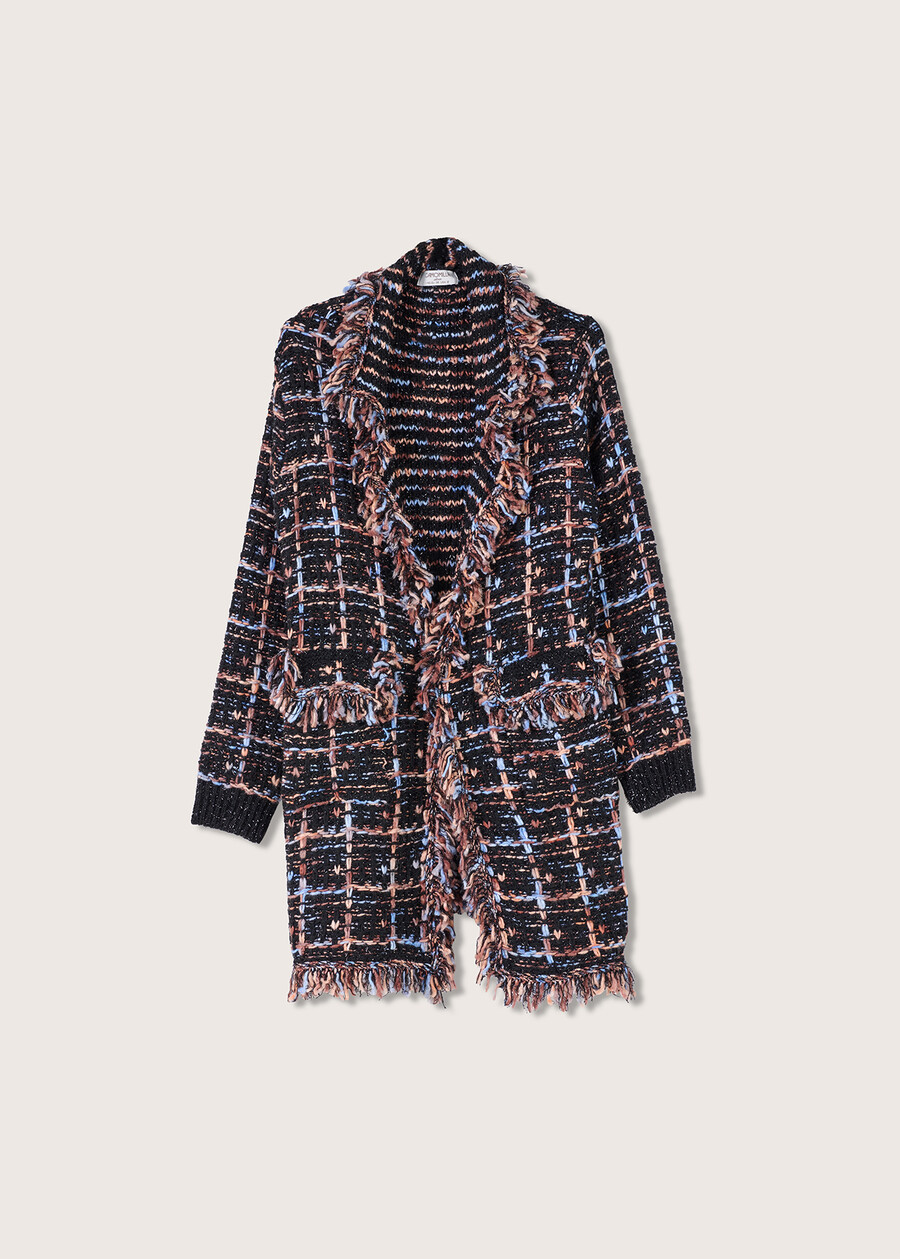 Cardigan Cardi in tessuto bouclé NERO BLACK Donna , immagine n. 6