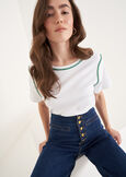 T-shirt Stuzy Ricamo a Mano BLUBIANCO WHITE Donna immagine n. 3