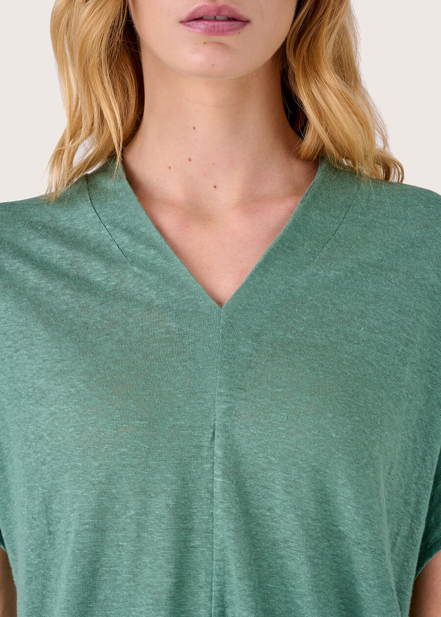 T-shirt Sonia 100% lino VERD ECOBEIGE SAFARI Donna , immagine n. 2