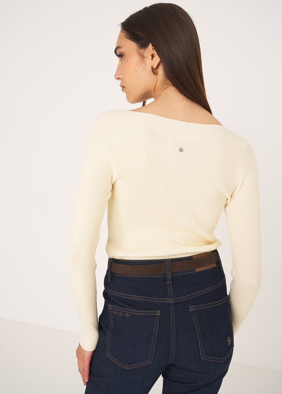 Meggy ribbed knit top BEIGE LATTE Woman , image number 3