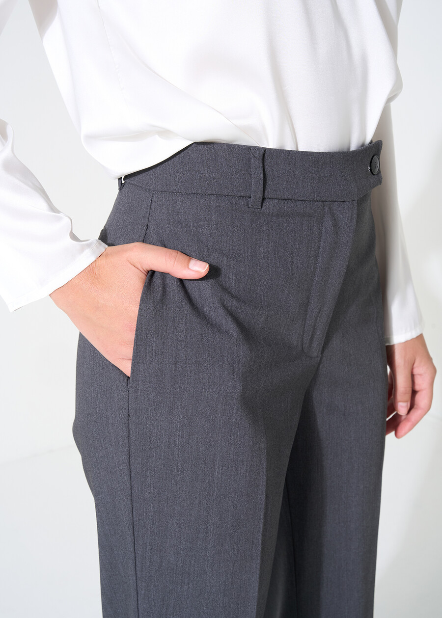 Pantaloni Giorgia ampi in lana GRIGIO GREY Donna , immagine n. 4