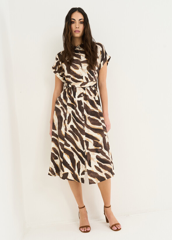 Ares printed rayon midi dress MARRONE Woman null