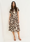 Ares printed rayon midi dress MARRONE Woman image number 1