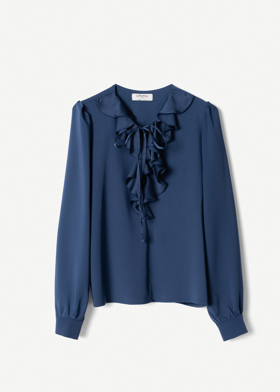 Cristel blouse with ruffles BLU MIDNIGHT Woman , image number 5