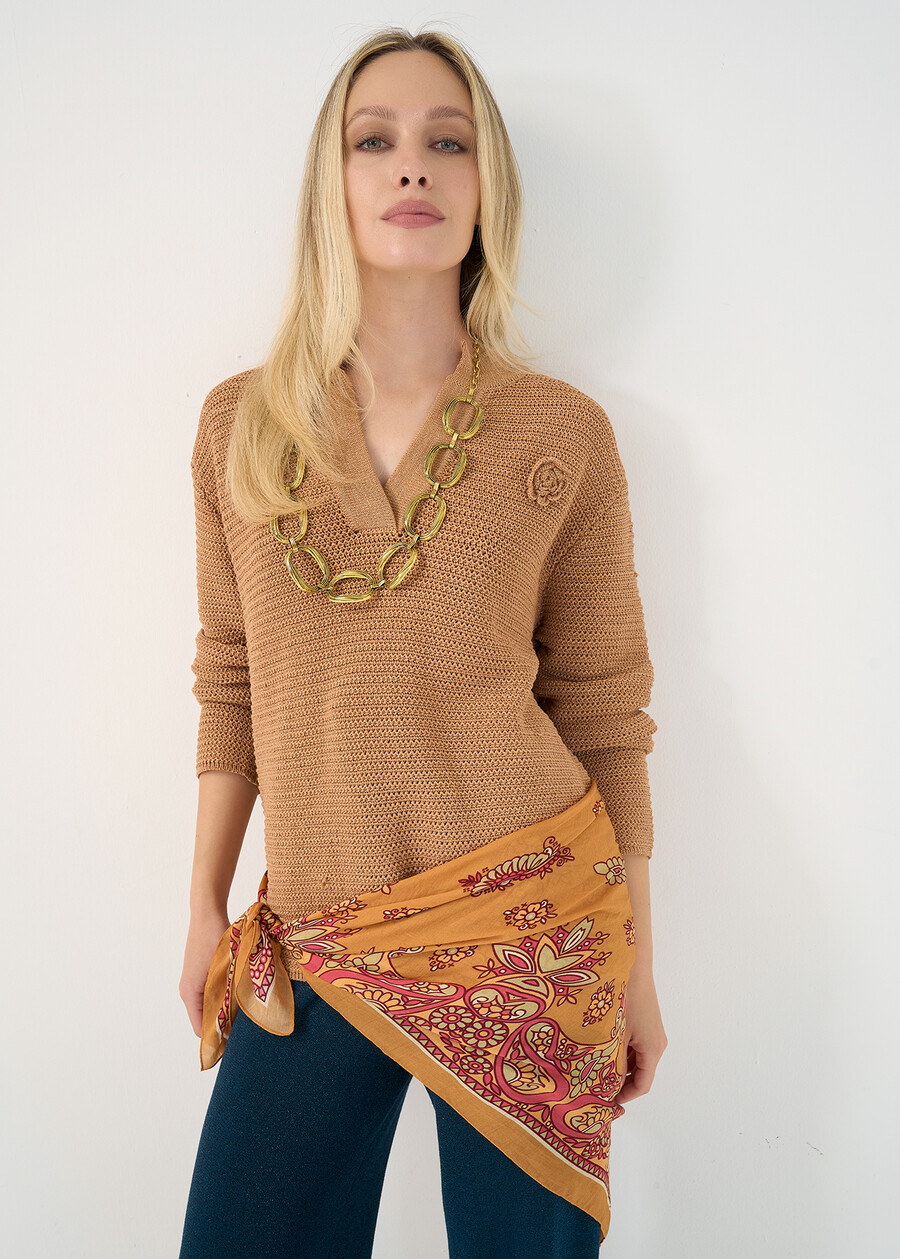 Maglia Margot scollo a V MARRONEBLU Donna , immagine n. 1