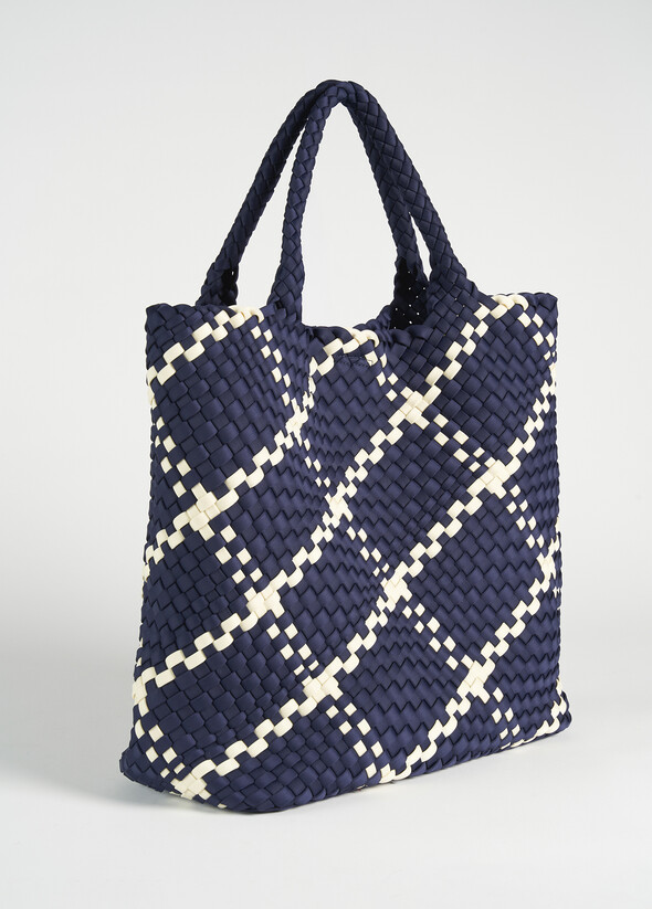 Blonde woven fabric bag BLUE OLTREMARE  Woman null
